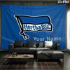 Hertha BSC Custom Name Wall Tapestry Aesthetic Wall Hanging Printed Fabric Blanket Decorative Tapestries for Bedroom Living Room Home Decor