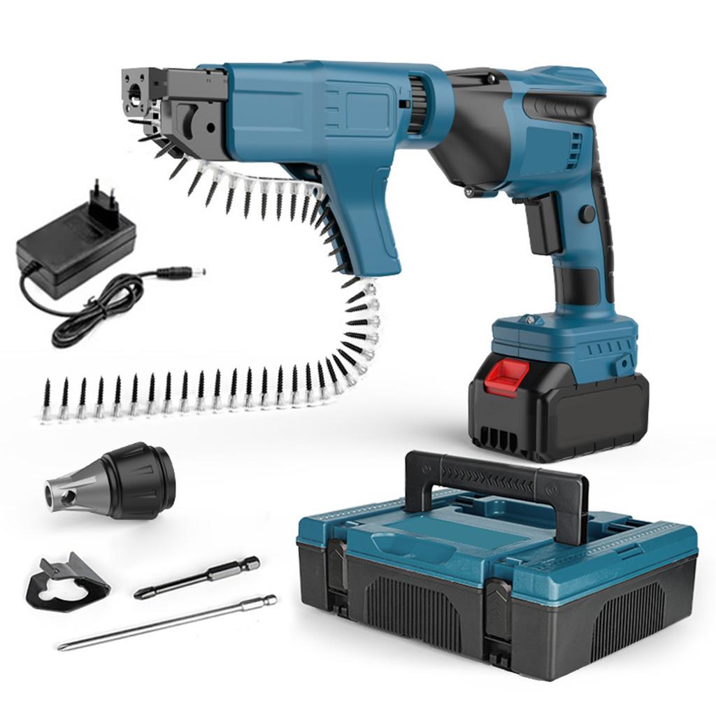 Cordless   Screw   and Screwdriver Automatic Feed Screwdriver Chain Nail   With 4000mAh Battery and Tool Box for Home Improvement