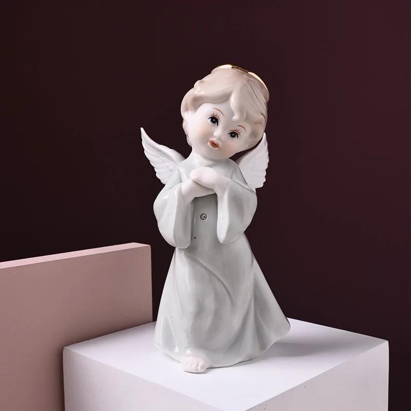 Fairy Garden European Ceramic Figures Lovely Angel Home Decor Miniatures Arts and Crafts Supplies Best for Christmas Gifts