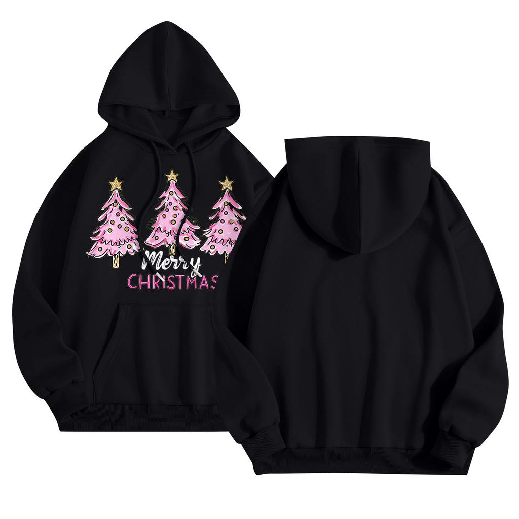 Women's Round Neck Long Sleeve Casual Printed Top Hooded Sweatshirt