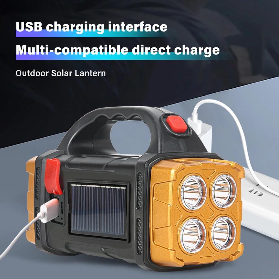 Solar Rechargeable Flashlight,Dual Light Work Lamp,Handheld Torch,Power Bank,Outdoor,Emergency Light,Fishing,Inspection Light
