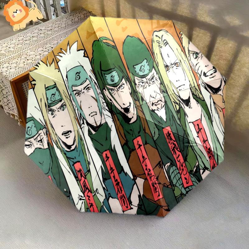 1 PC Automatic Folding Umbrella - Naruto Fire Sage Mode Pattern Portable Foldable Design With 8 Ribs Christmas Birthday Gifts