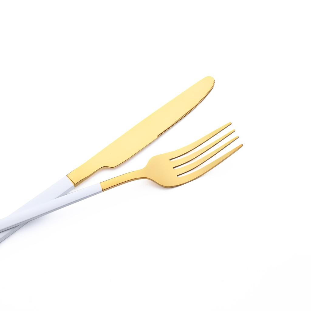 24pcs Black Gold Tableware Set Western Dinnerware Set Knife Forks Coffee Spoon Flatware Mirror Stainless Steel Kitchen Cutlery