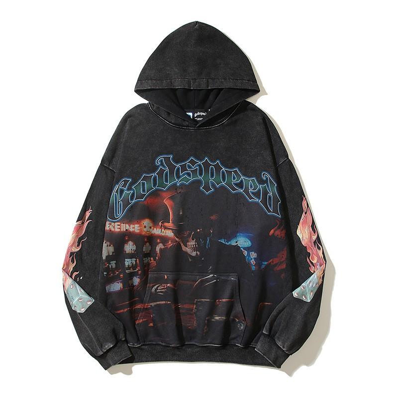 Godspeed 2025 Fall Winter Cotton Hoodie Streetwear Oversized Graphic Print Sweatshirt Men