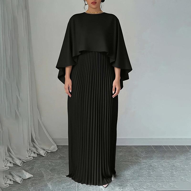 2026 Cross-border Foreign Trade Women's Clothing, New Spring Models In Europe, America, Casual Solid Color Bat Sleeve Pleated Irregular Skirt Set