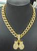 Guantoni da Boxe Hip Hop Full Diamond Ciondolo in Lega Collana Cuban Chain alla Moda Personalità Gioielli da Uomo