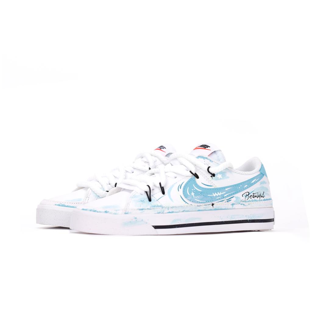 Nike Court Legacy Skateboard Shoes Unisex Low Top White Blue DH3162-100(Team83-)