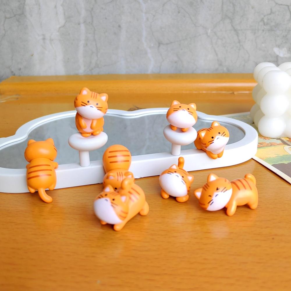 8pcs Funny Cute Orange Cat Animal Car Decoration Pvc Craft Miniature Figure Tiny for Bonsai Microlandscape Fairy Garden Decor
