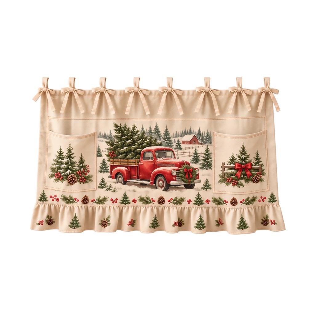 Christmas Kitchen Tie-Waist Half Oven Cover for Holiday Cooking