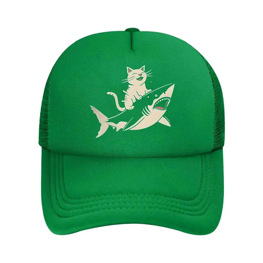 Cat Shark Whimsical Fun Art Design Mesh Baseball Cap