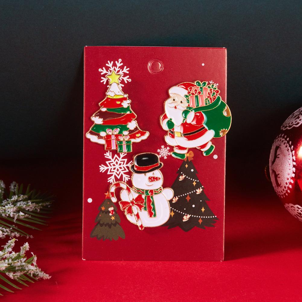3pcs/set Halloween Christmas Snowman Brooch Santa Claus Bell Elk Oil-Dripping Corsages Enamel Pins Jewelry Accessories Gift