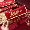 Traditional Wedding Red Envelope Hongbao Embroidered Lucky Money Packet Lion Dance Thickened Money Bag Wedding