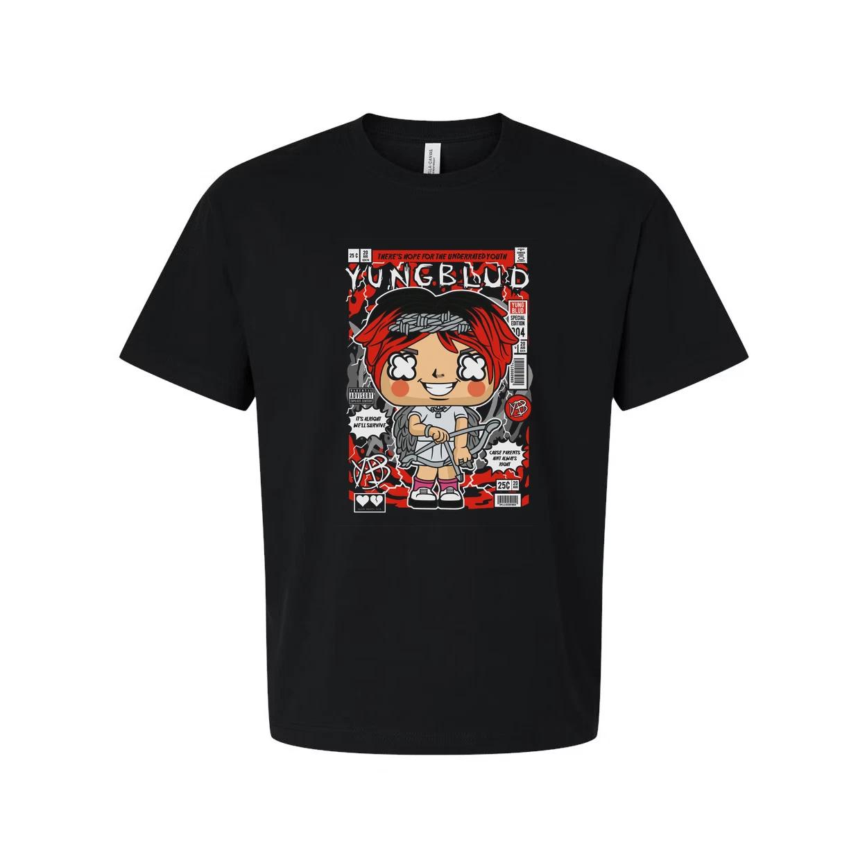 Yungblud Unisex Graphic T Shirt With Cartoon Cover Art Featuring Bold Red Accent 3XL
