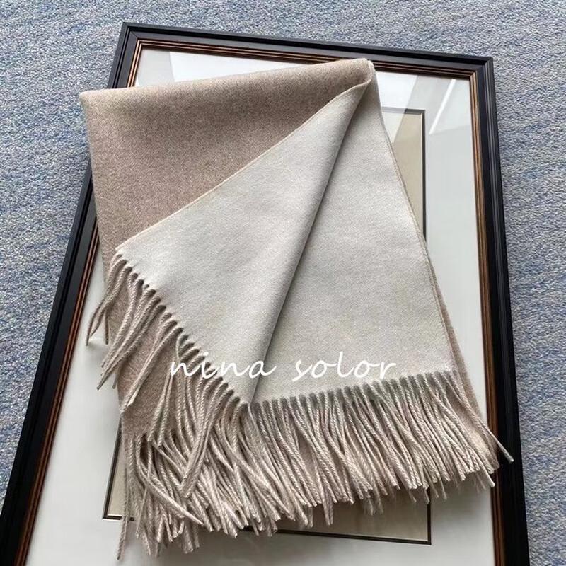 NINA SOLOR Double-Sided Heavyweight Ripple Cashmere Scarf