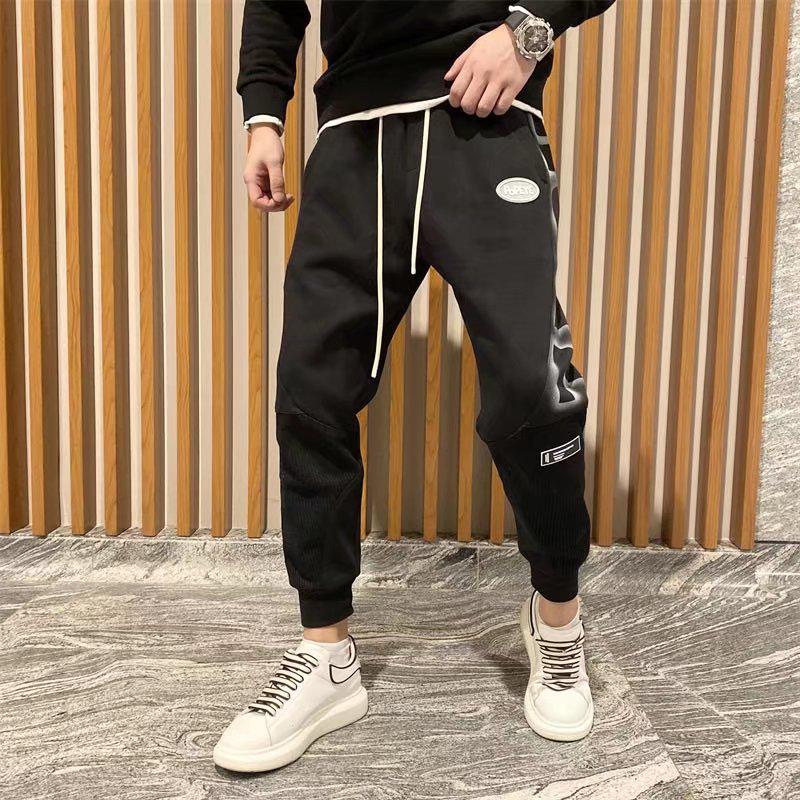 Ανοιξιάτικα 2023 Ανδρικά Μοντέρνα Στενά Joggers με Στενό Πόδι: Casual Αθλητικό Παντελόνι Patchwork με Ελαστικές Μανσέτες