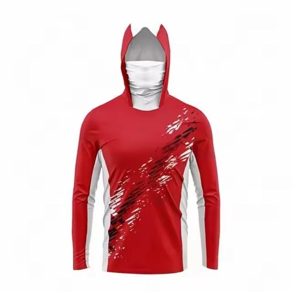 Fishing Shirt Hooded Men Fishing Clothes Outdoor Summer Mask Hoodie Sun Uv Protection Performance Jersey
