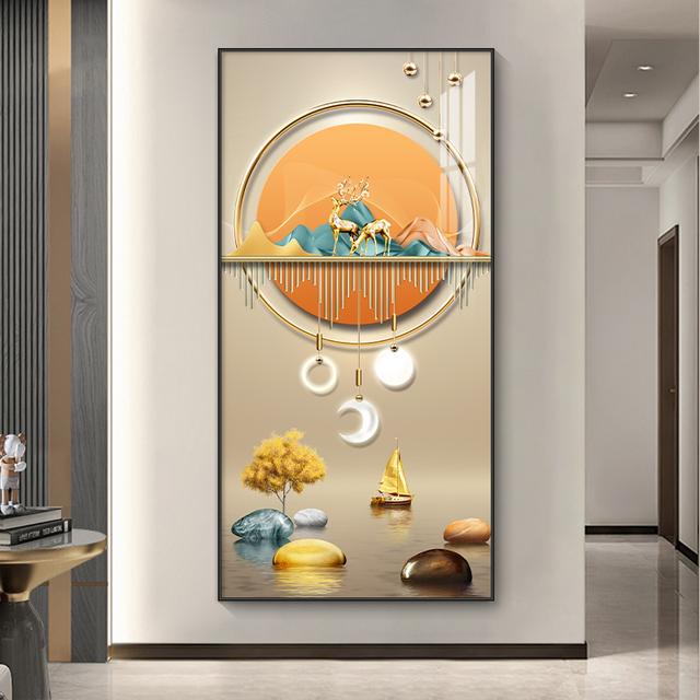 

Абстрактная роскошная золотая картина на холсте, богатое дерево, свет, настенное искусство, постеры с оленями и принты для гостиной, крыльца, декора коридора 30cm×60cm NoFrame