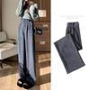 Ins Trendy Women Korean High Street Wide Leg Trouser Autumn Winter Thick Warm Women's Pant Fashion Corduroy Loose Button Trouser