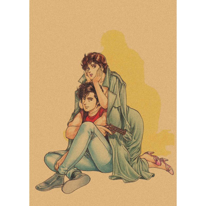 Free Shipping Tsukasa Hojo Retro Manga Art Poster for Cafe & Bar Decor