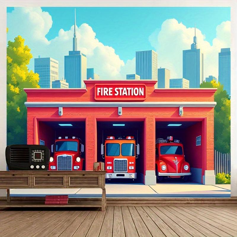 2D flat surface 1-piece fire protection background banner suitable for studio decoration