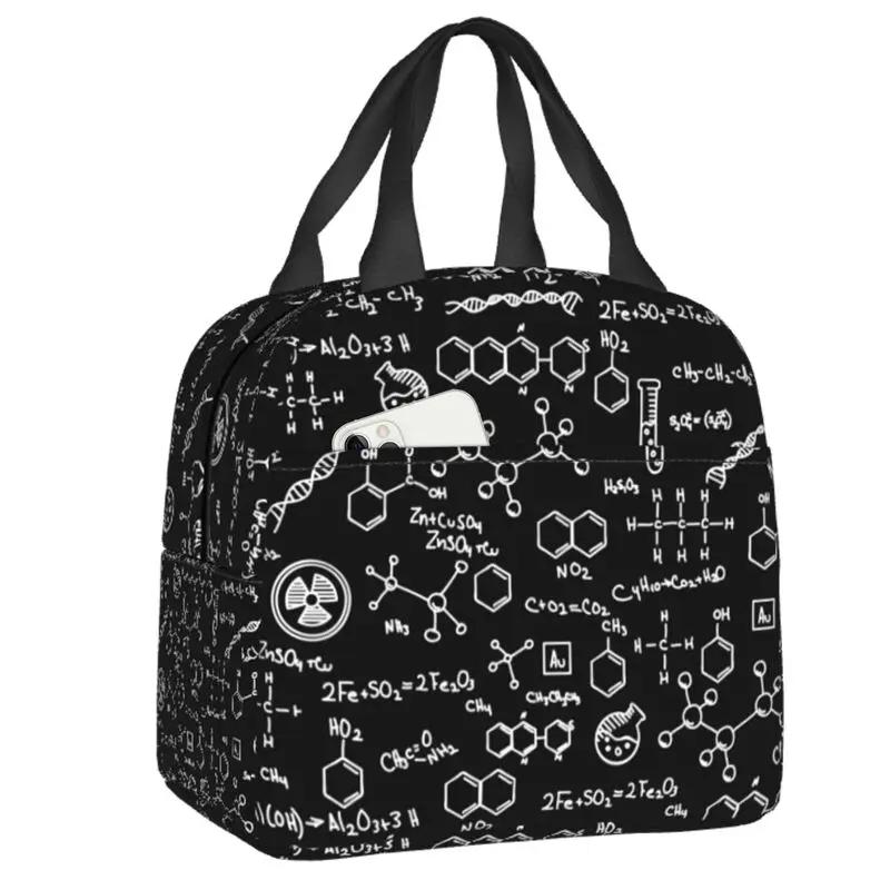 Science Chemistry Pattern Insulated Lunch Bags for Women Biology Resuable Thermal Cooler Food Lunch Box Work School Travel
