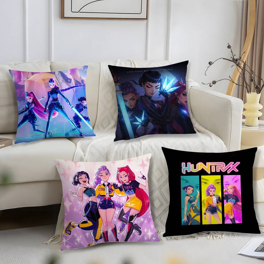 Anime Kpop D-Demon H-Hunters Pillow Case Sofa Short Plush Double-sided HD Printing Room Home Office Gift Cushion Cover