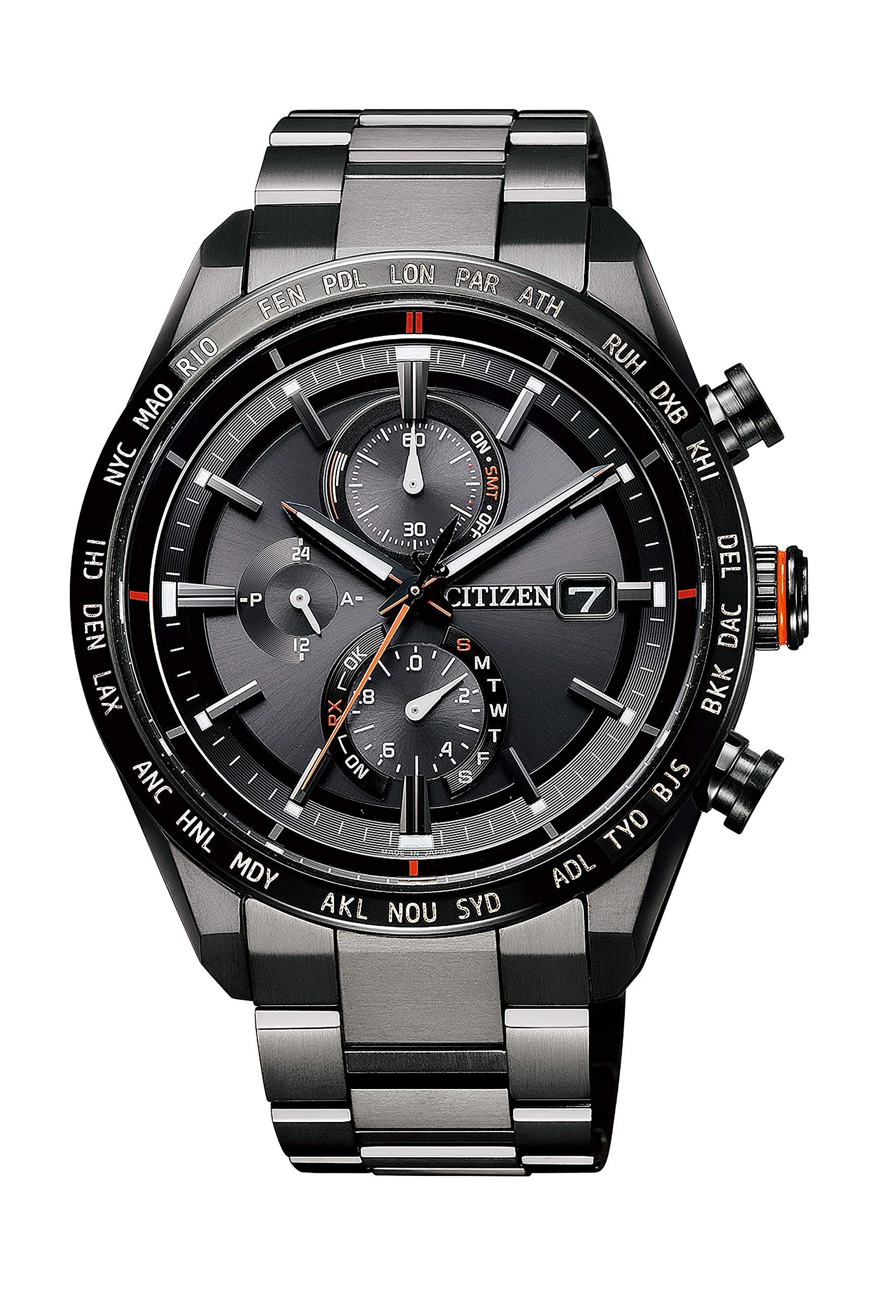 

ATTESA Radio Watch ACTLine Citizen Radio Solar Gift Present [CITIZEN] Eco-Drive (Black Titanium/Waterproof/Business/Men s) AT8185-62E