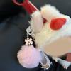 Elegantes Ballett Schuh Schlüsselanhänger Mit Perlen Herz Schleife Und Rosa Pompons Legierung Stoff Anhänger Zubehör Für Frauen