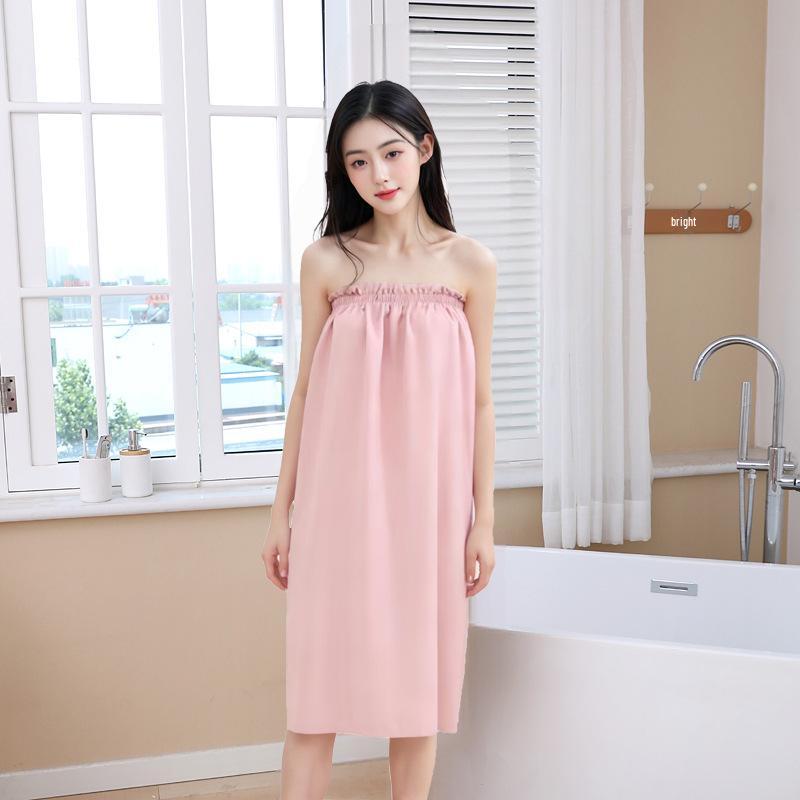 Summer Strapless Quick-Dry Bathrobe for Women - Lightweight, Absorbent Water-Washed Cotton for Home or Salon Use