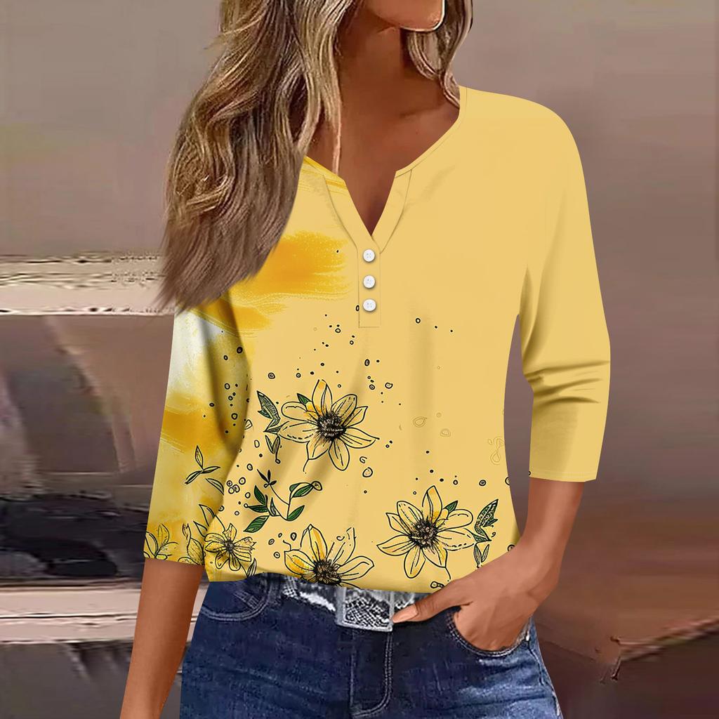 Women's 3/4 Sleeve Shirts Graphic Tees Shirts Casual Basic Tops Pullovers