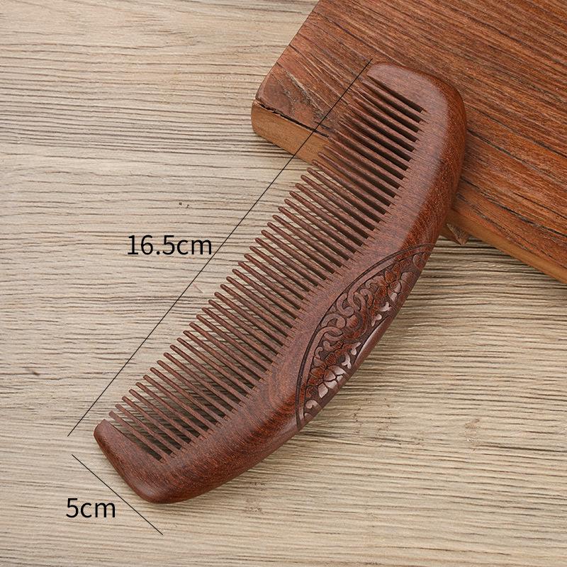 Natural Black Gold Double-Sided Sandalwood Comb: Carved Wooden Scalp Massager for Women's Long Hair - Ideal Mom Gift