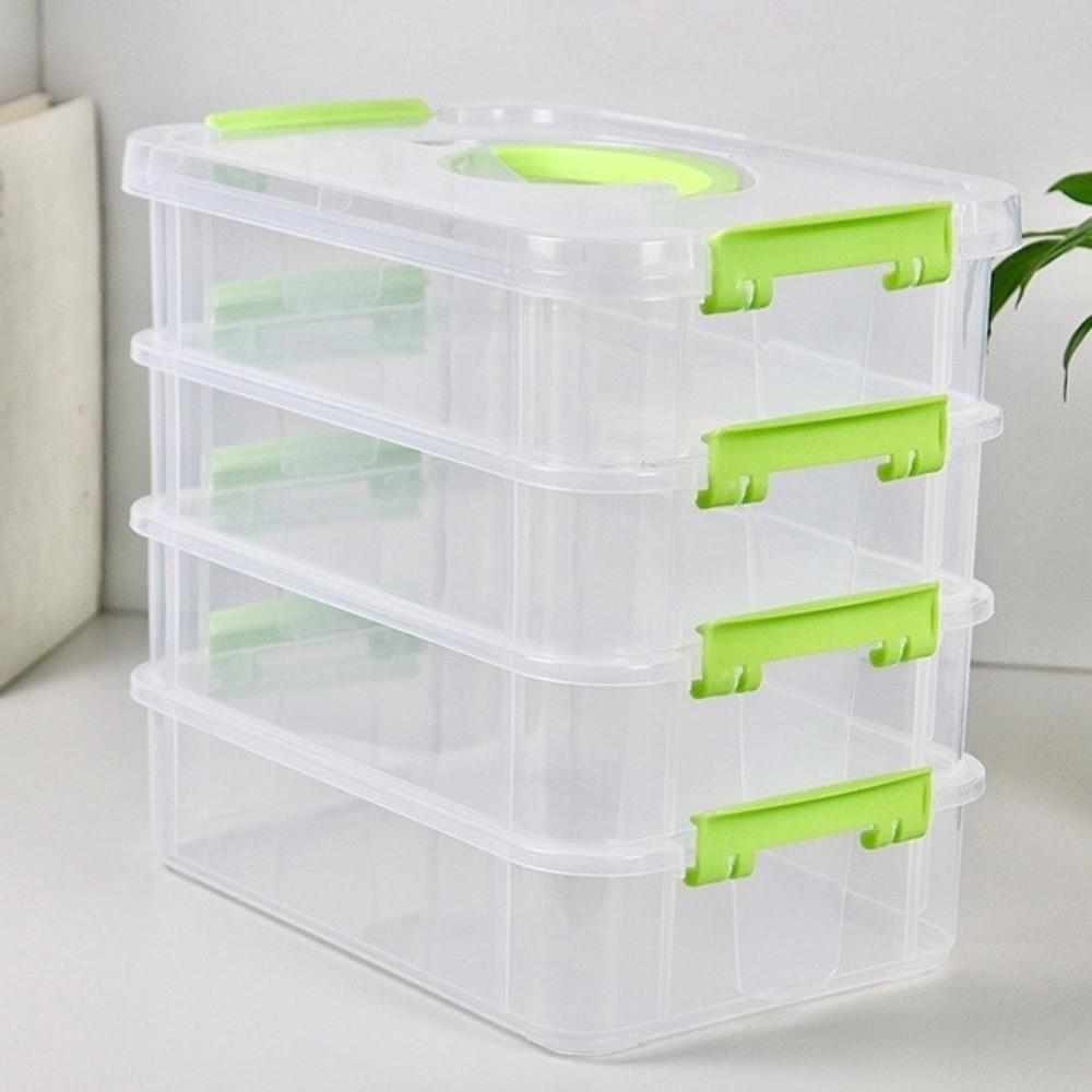 Cosmetic Storage Case 4 Layers Storage Box Plastic Transparent Stacking Container  Doll Storage