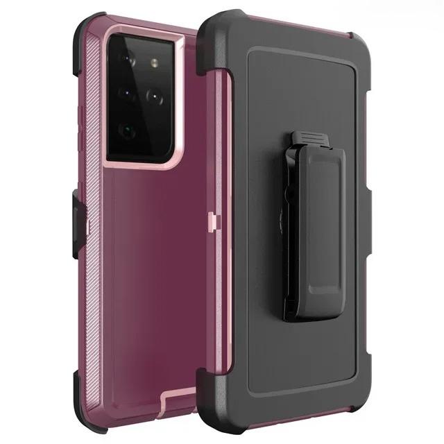 3-in-1 Military Armor Shockproof Phone Case For Samsung S25 S24 S23 S22 S21 S20 Ultra Plus Note20 Otter Case Box Belt Clip Cover
