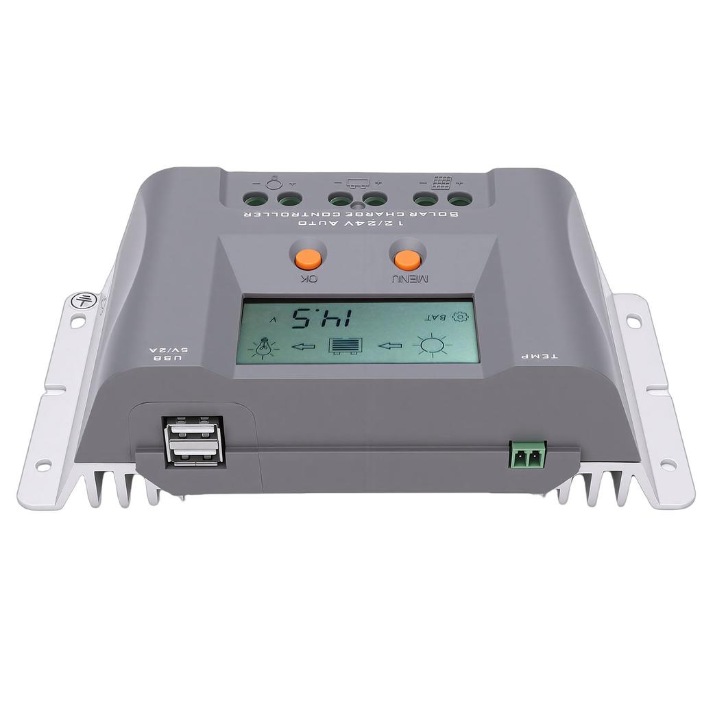 40A MPPT Solar-Laderegler mit LCD-Anzeige, Dual-USB-Anschlüssen, automatischer Erkennung, Solarmodul-Regler für Gel-AGM