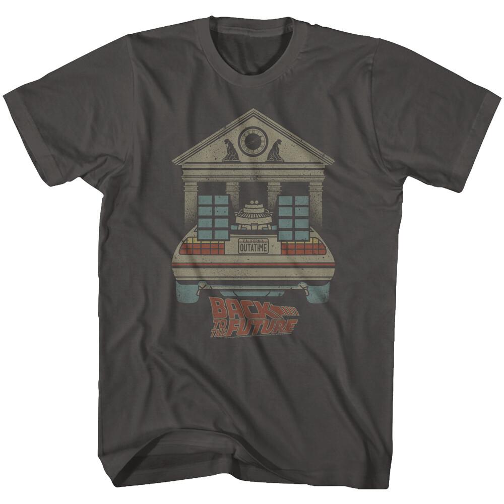 Back To The Future Movie Faded DeLorean Clock Tower OUTATIME Men T Shirt XL