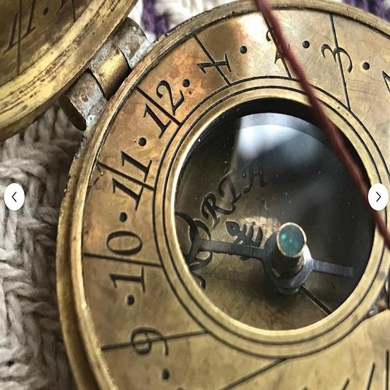 Handcrafted Brass Sundial  Navigation Tool Old World Timepiece Brass Pocket Compass Nautical Compass