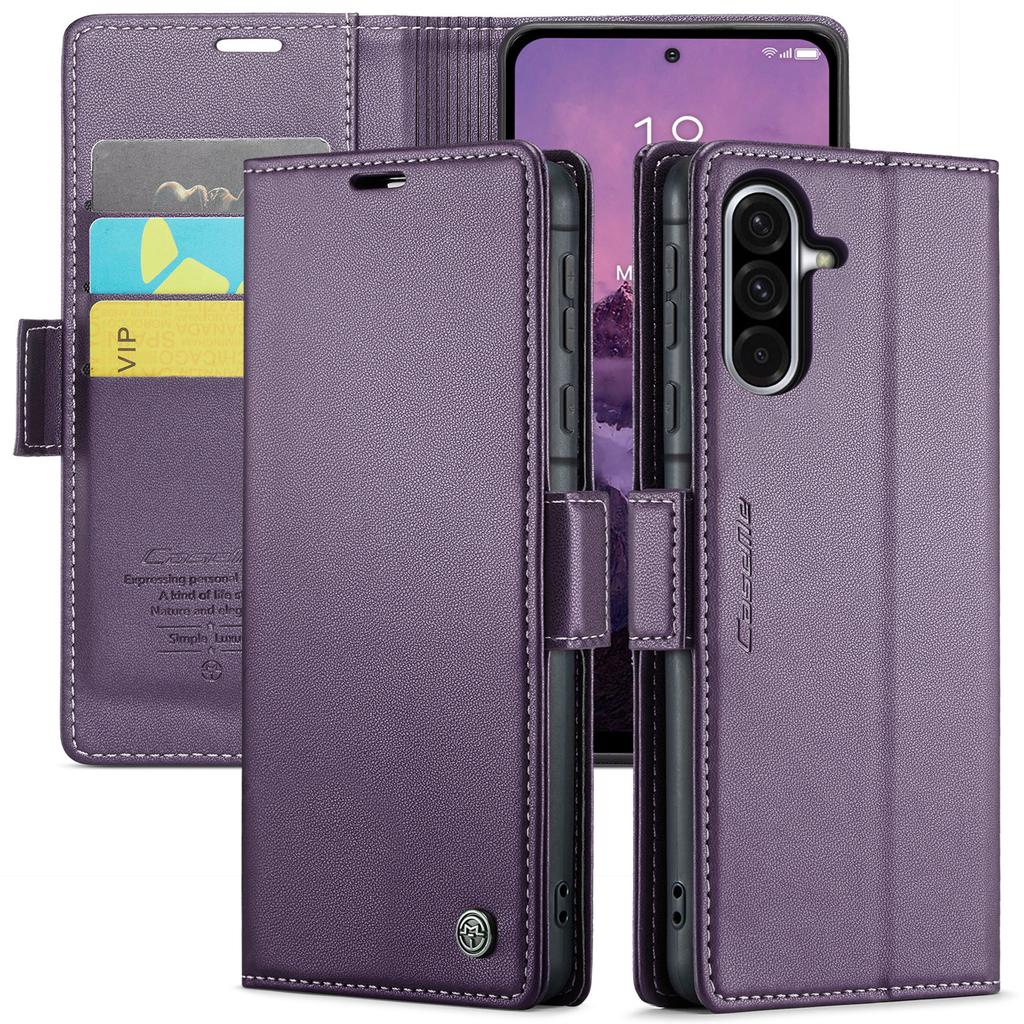 For Samsung Galaxy A36 5G Leather Case CASEME 023 RFID Blocking 3 Card Slot Mobile Cover