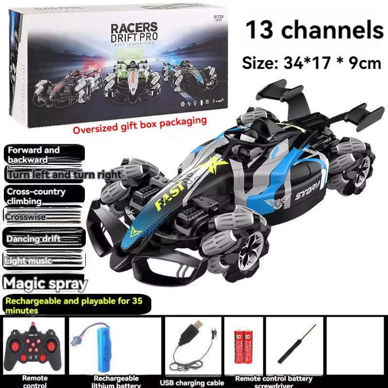 2024 Noua mașină F1 cu telecomandă 1:12 Spray Stunt Car 2.4GHz 4WD High Speed ​​Drift Car Rotație 360° Lumini LED Sunete realiste ale motorului Jucărie cadou pentru copii