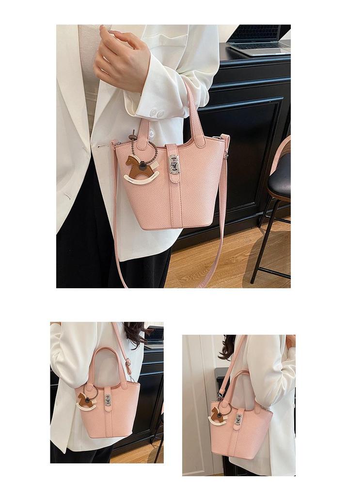 Korean Style Lychee Texture Women's Crossbody Bucket Bag - 2026 Fashionable & Versatile Handheld Vegetable Basket