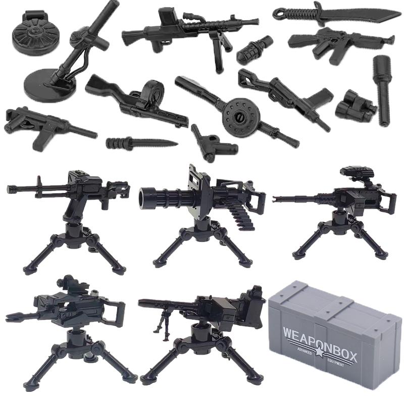 Military Building Set USA Army Figure Soldi Roadblock Sentry Post Mortar Sandbag Weapons Box 7061A Mini Brick Gift Toy K040