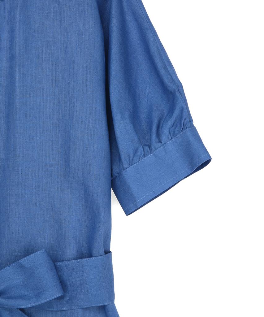 BROOKS BROTHERS Linen Belted Shirt Dress (Navy) (Bbdzwm7130Qes)