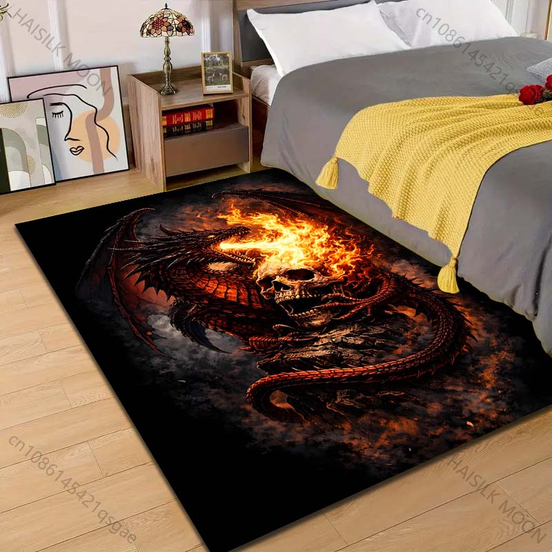 

Multiple sizes Flaming skull and dragon Carpet for Living Room Bedroom Sofa Home Decor Rus Non-slip Floor Mat Luxury Gift 40cm x 60cm