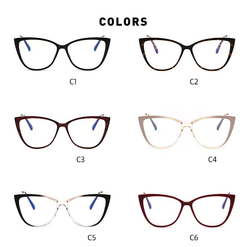 0 -0.5 -0.75 To -6.0 Blue Light Blocking Cat Eye Prescription Glasses For The Nearsighted Women Men TR90 Myopia Frame Diopter