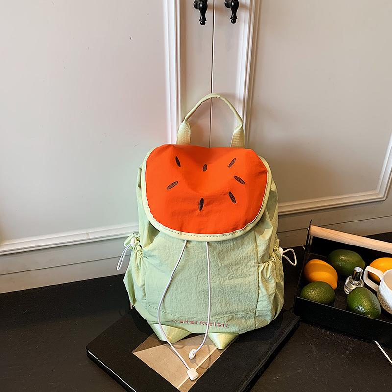 

Дофаминовый летний рюкзак арбузная сумка женский новый студенческий холщовый рюкзак с несколькими карманами зелёный