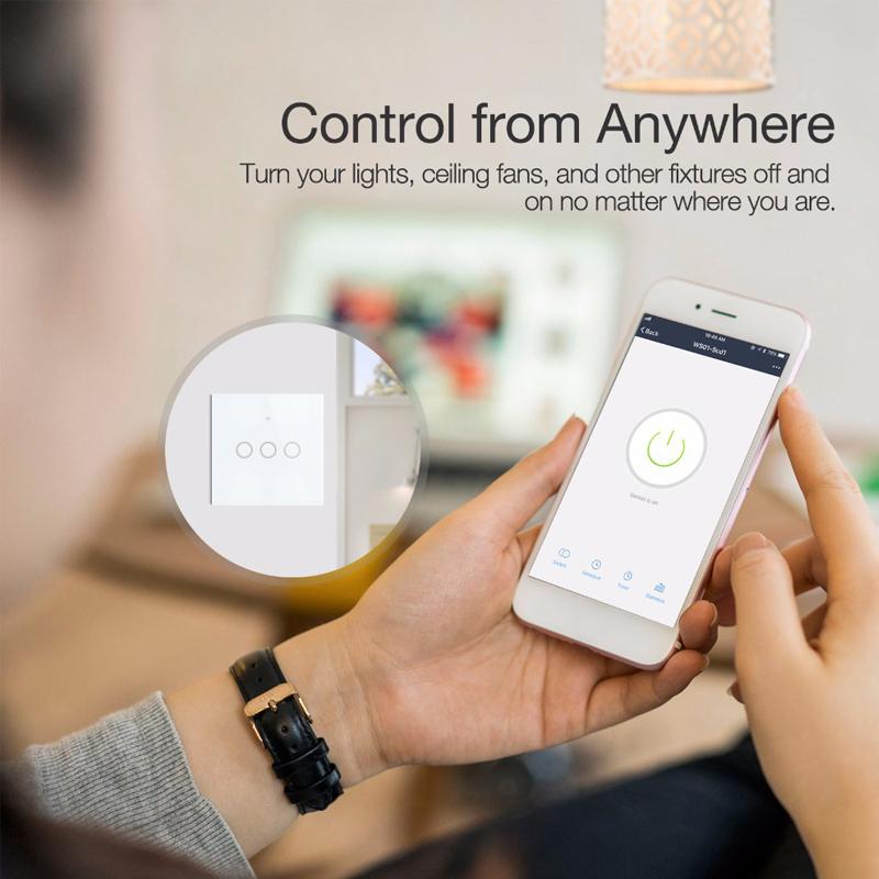 Smart Life APP Switch EU UK On-Off by Tuya App WiFi Smart Touch Screen Wall Switch