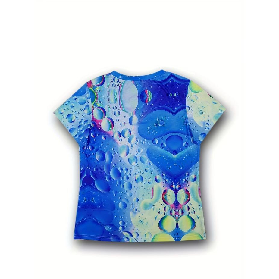 Women'S Tie Dye V-Neck T-Shirt, Casual Summer Regular Length Vibrant Color Block Design Tops