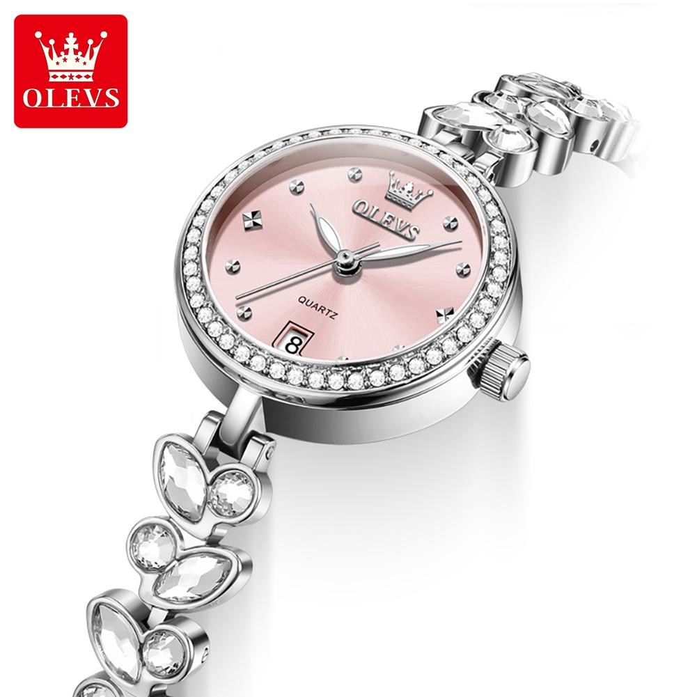 OLEVS Brand New Luxury Womens Bracelet Watch Elegant Fashion Quartz Watch Waterproof Luminous Strap Date Wristwatch For Woman