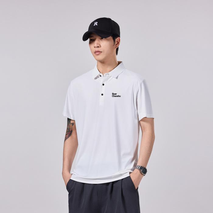 Ice-sensing POLO Shirt for Men Short-sleeved Loose Summer New Markless Ice Silk Men's Body Shirt