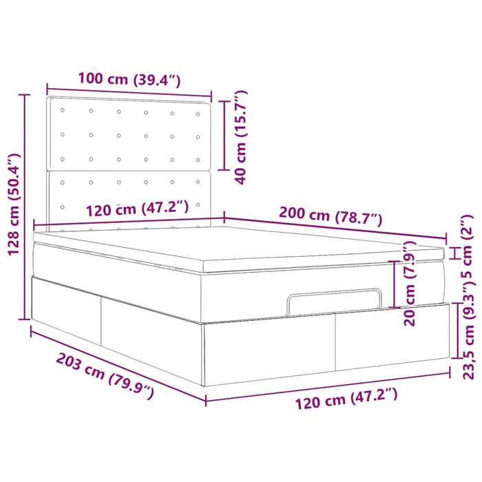 VidaXL Ottoman Bed Frame and Mattress Dark Grey 120x200 Cm Velvet, Bed Frame, Upholstered Bed Frame, Bed Frame 3313608