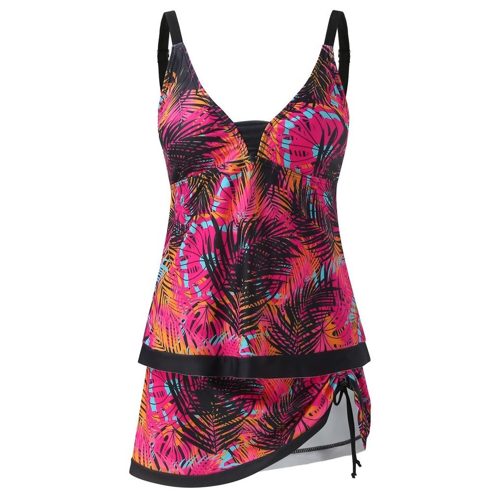 Damen-Badeanzug mit bedrucktem Panel, geteilt, flacher Winkel, großer Badeanzug